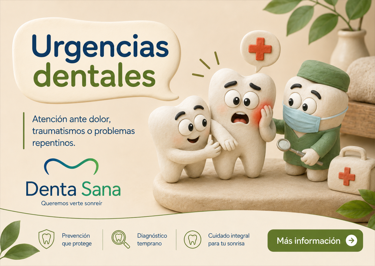 Ilustración de la campaña Denta Sana sobre urgencias dentales