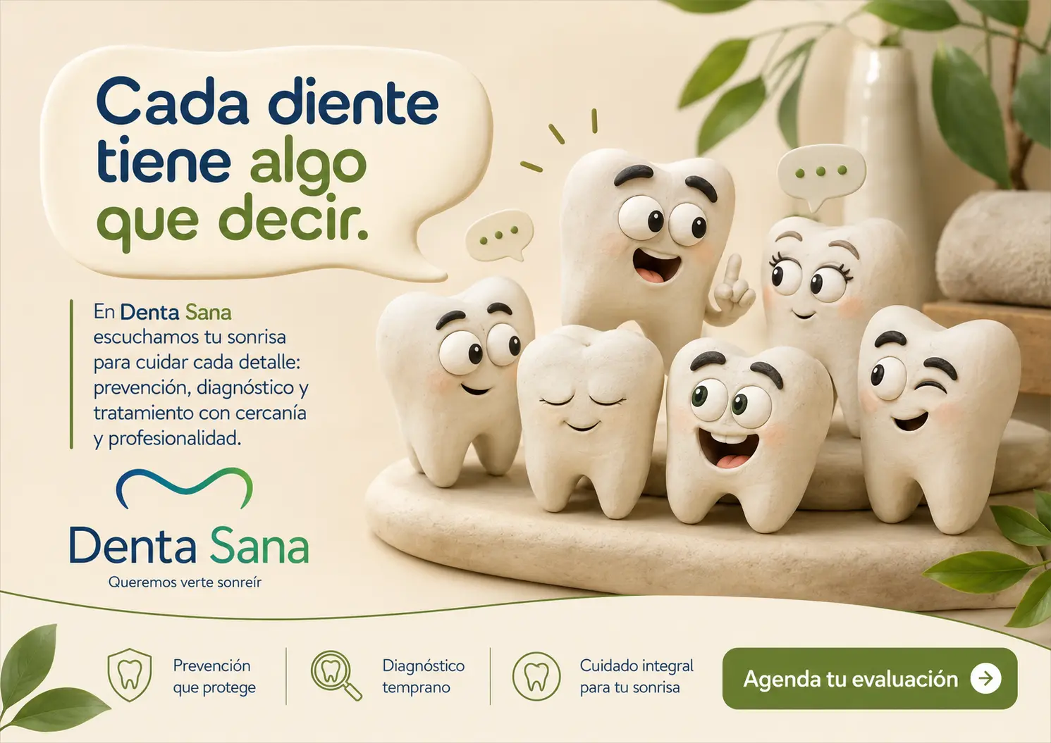 Ilustración de la campaña Denta Sana: cada diente tiene algo que decir