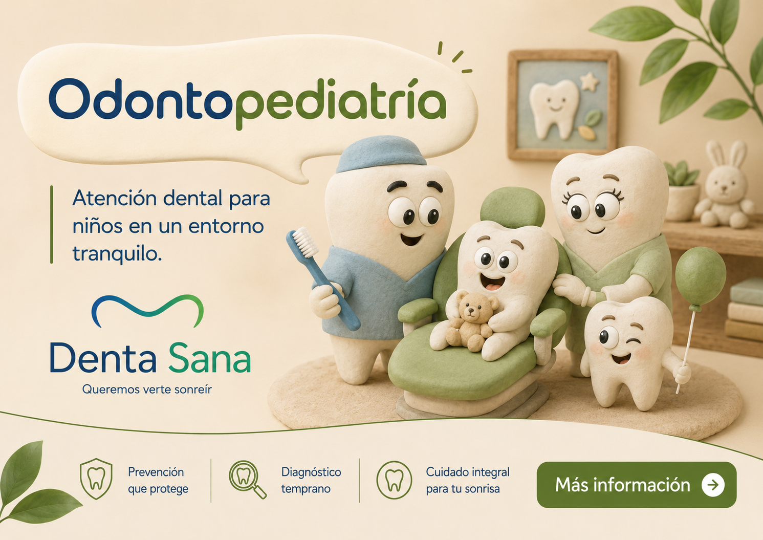 Ilustración de la campaña Denta Sana sobre odontopediatría: atención dental para niños