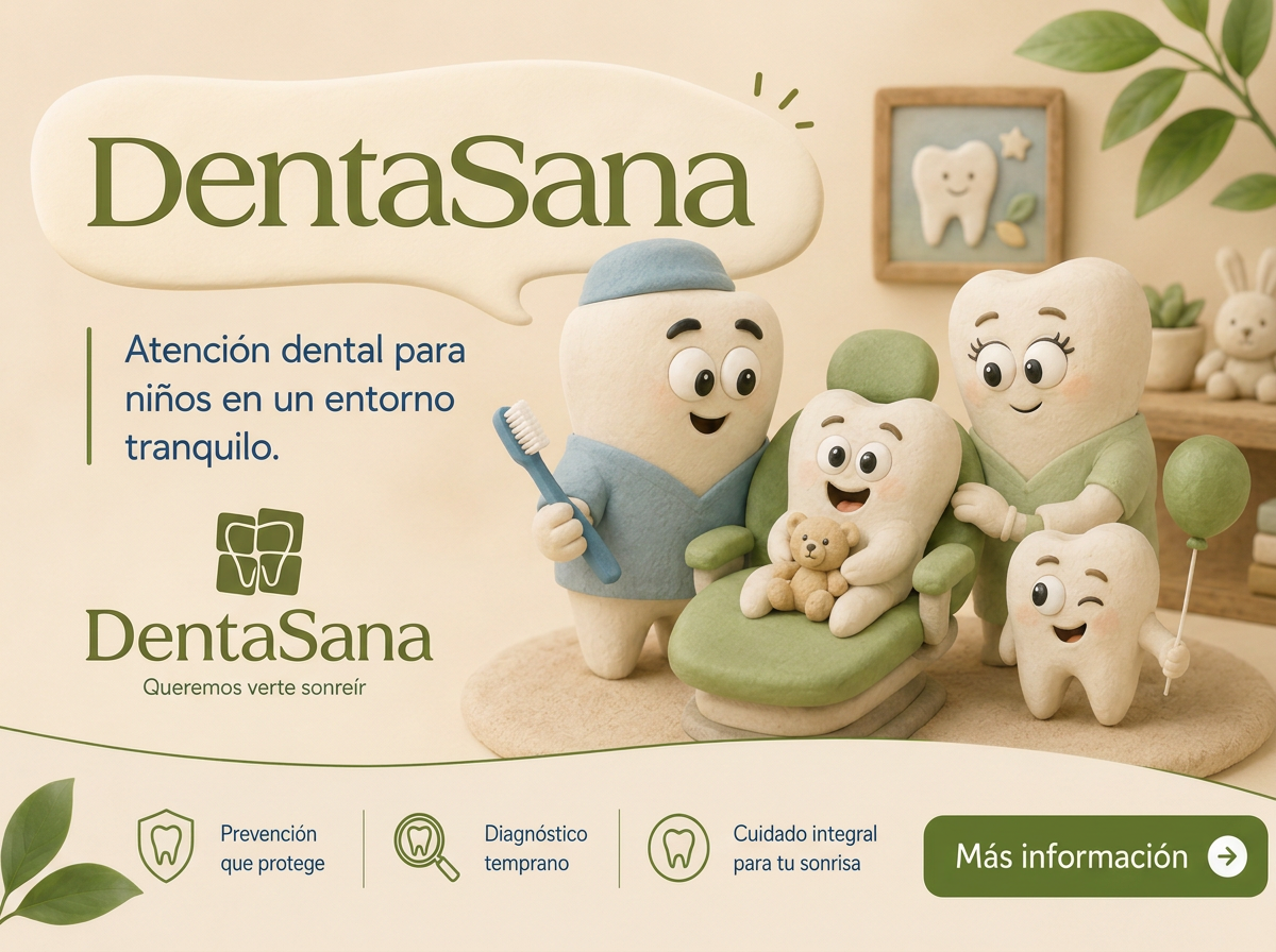 Ilustración de la campaña Denta Sana sobre odontopediatría: atención dental para niños